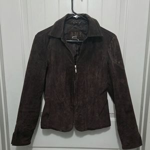 A.M.I 100% Leather Brown Zip Up Jacket